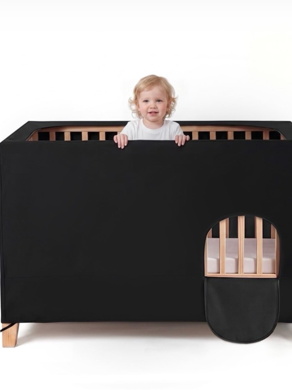 Black Crib Privacy Cover - Nursery Bed Canopy